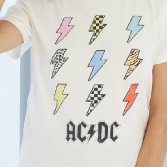 AC/DC | Tops | Acdc Lightning Bolt Boyfriend Oversized Graphic | Poshmark